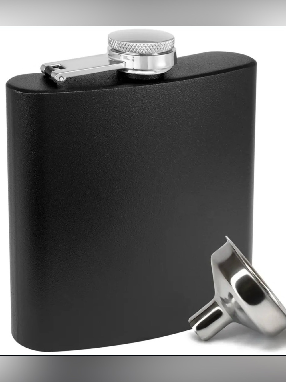 Black Stainless Steel 6oz Hip Flask with Funnel Set